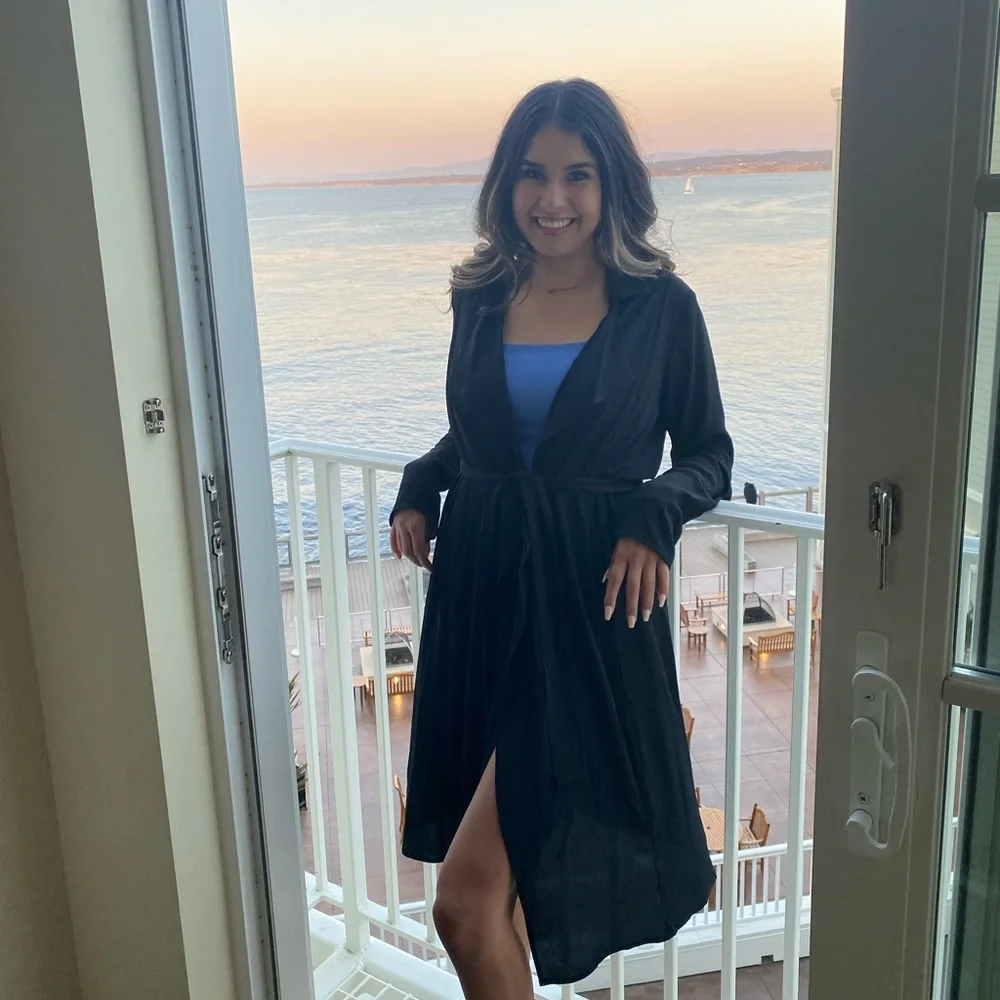 Black Long Duster Robe/jacket - Picture 2 of 3